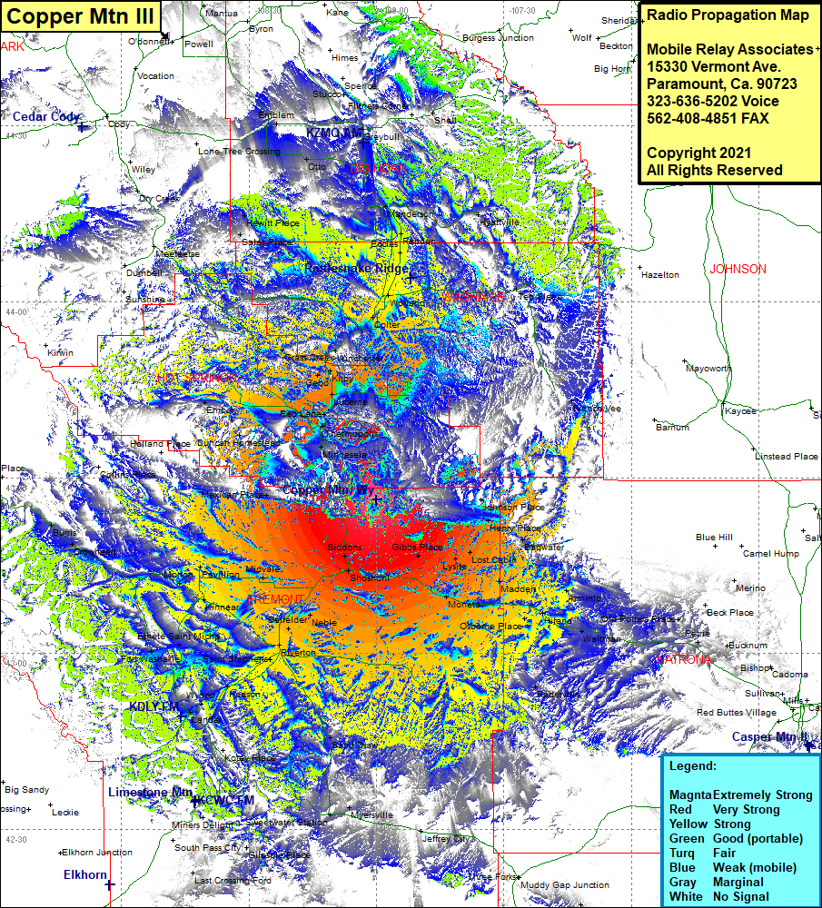 heat map radio coverage Copper Mtn III